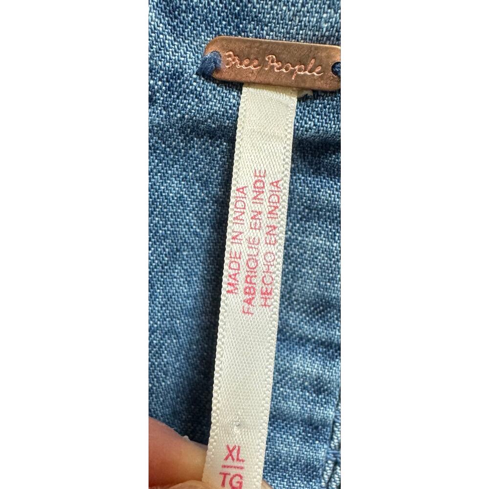 Free People Another Season Boardwalk Blue Denim Midi Dress XL (NEW) - Picture 6 of 9